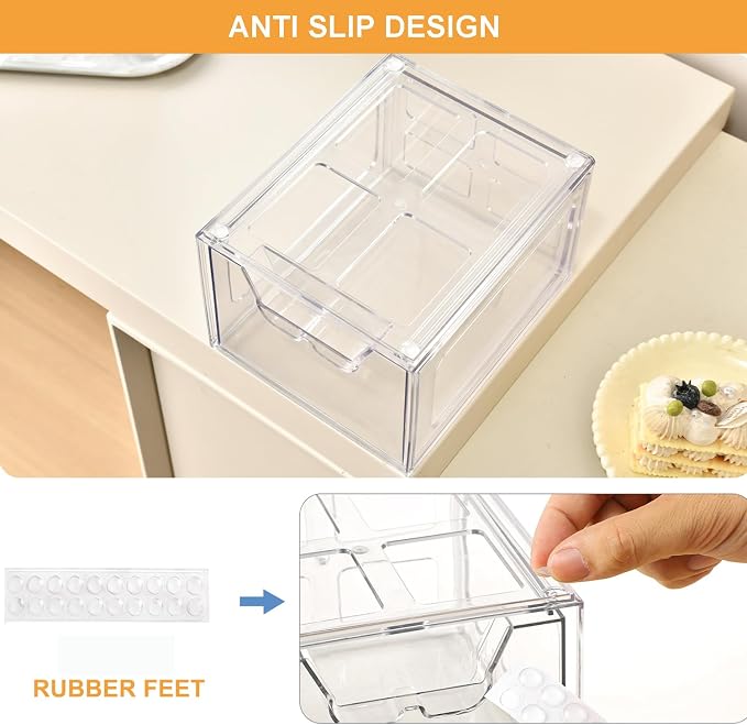Stackable Makeup Organizer Storage Drawers Set of 4, Pantry Organization - Image 4