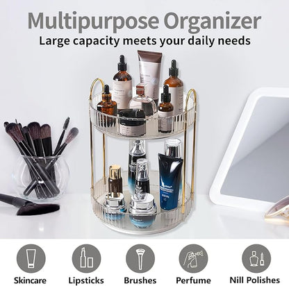 360 Rotating Makeup Organizer, 2 Tier Large Capacity Make Up Organizers and - Image 7