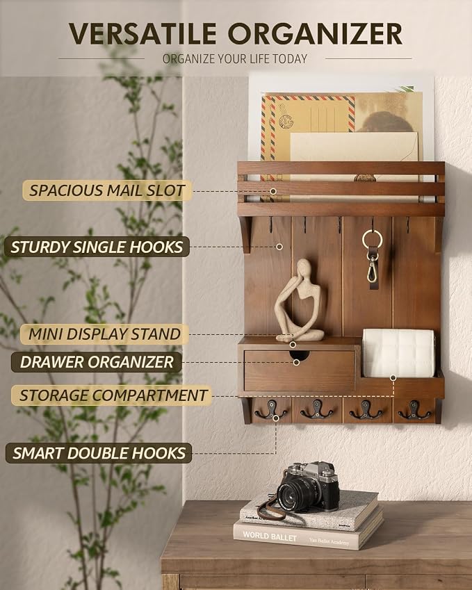 Rebee Vision Farmhouse Key Holder Wall Mount – Decorative Mail Organizer - Image 4