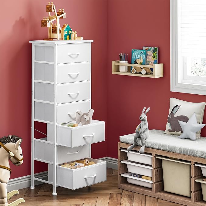 Fixwal Tall Narrow White Dresser - Image 5