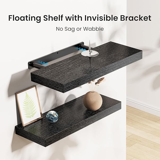 AMADA HOMEFURNISHING Floating Shelves Black, Wall Shelves - Image 4