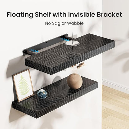 AMADA HOMEFURNISHING Floating Shelves Black, Wall Shelves - Image 4