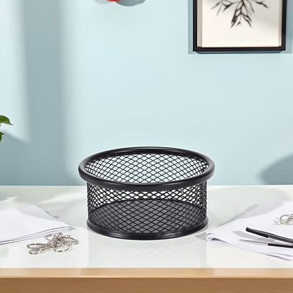 1Pc Black Metal Paper Clip Holder Mesh Paperclip Bowl Binder Clip Dispenser - Image 9
