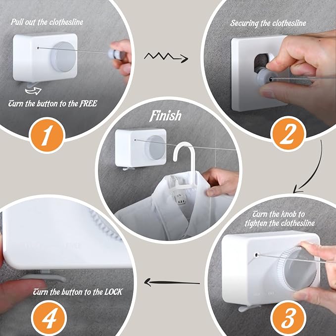 Retractable Clothesline Indoor, Non-Sagging Clothes Line Retracting Outdoors - Image 7