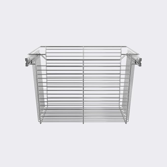 Chrome 24" Classic Closet Wire Basket Tall | 15.9" Height, Full-Extension - Image 2