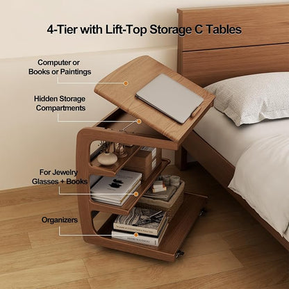 AQIMUELE Rolling Side Table, C Shaped End Table, C Table - Image 8