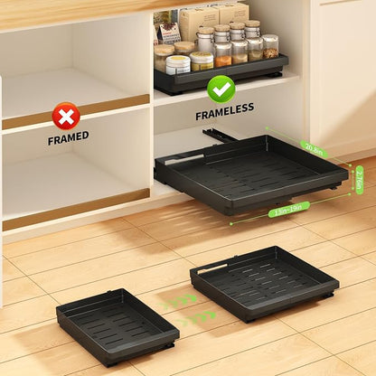 DOMNIU Pull Out Cabinet Organizers Expandable, 20.8" Depth, 2 Pack | Plastic - Image 3