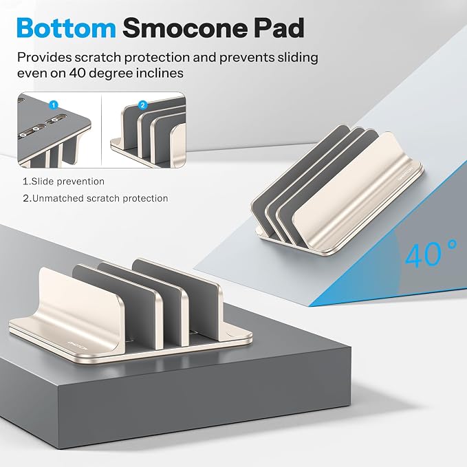 OMOTON Vertical Laptop Stand, Desktop Aluminum Mac Book Stand - Image 3