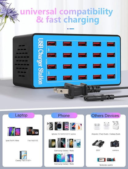 USB Charging Station, 100W 20-Port Multi Smart Safety Fast Charger Station - Image 4