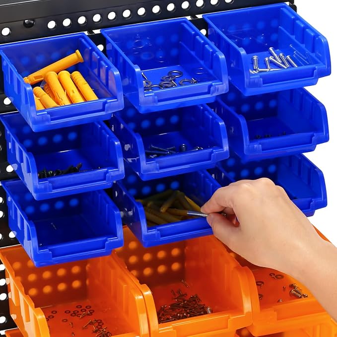 30-Bin Wall Mounted Storage Bins Kit, Tool Organizer Rack, Garage Hardware - Image 7