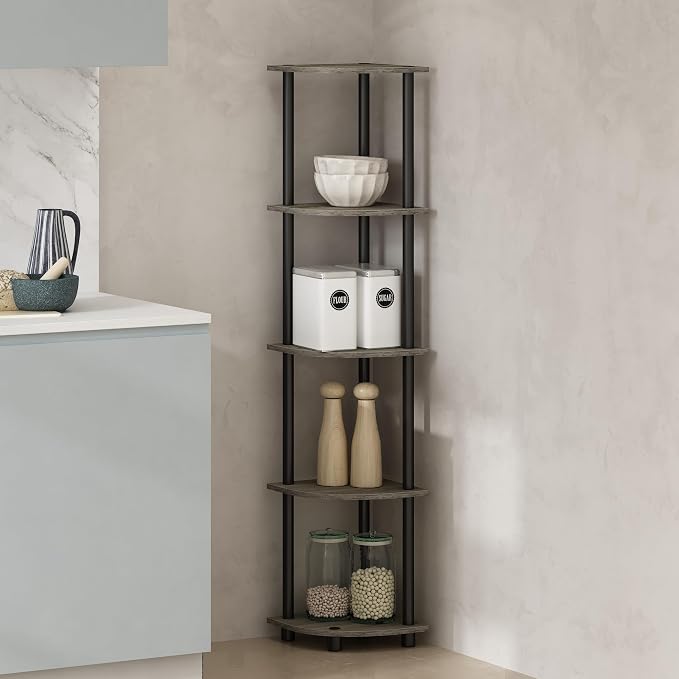 Furinno Turn-N-Tube Storage Shelves, 5-Tier Book Shelf, Corner Shelf - Image 2