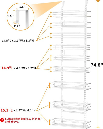 Moforoco White 9-Tier Over The Door Pantry Organizer, Pantry Organization And - Image 2