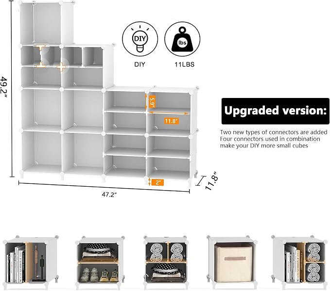 AWTATOS Cube Storage Organizer Closet Storage 12 Cube Shelves, Large and Small - Image 3