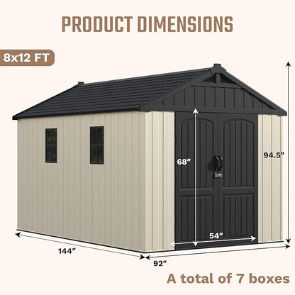 Devoko Resin Storage Shed with Floor, 8 x 12 FT Outdoor Plastic Tool Shed with - Image 2