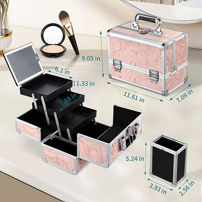 Travel Makeup Case with LED Lighted Mirror - Image 7