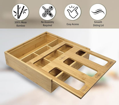 Ziplock Bag Organizer for Drawer – Bamboo Ziploc Bag Holder - Image 5