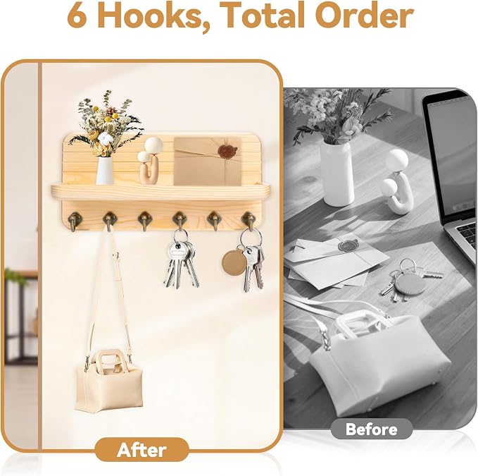 Key Holder for Wall, Mail Organizer Wall Mount - Image 3