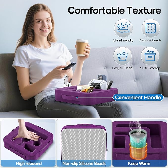 Couch Cup Holder Pillow, Sofa and Bed Caddy - Image 5