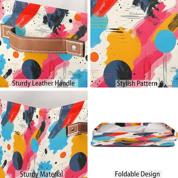 TropicalLife 13x13x13 Inch Large Fabric Storage Cube Abstract Art Painting - Image 5