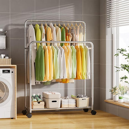 Simple Trending Clothing Clothes Rack Double Rods - Image 4