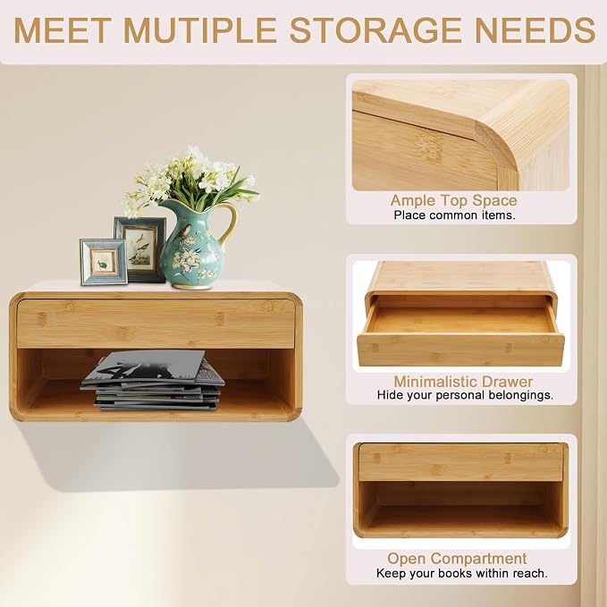 Bamboo Floating Nightstand - Image 3