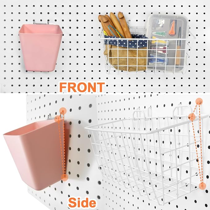 Pegboard Basket Organizers, Peg Board Large Baskets Hooks Bins Cups Tool - Image 6
