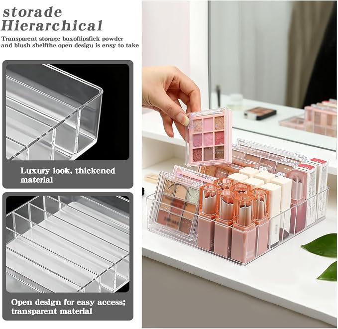 2 Pack Makeup Organizer for Eyeshadow Palette and Lipstick Organizer, 7 Section - Image 4