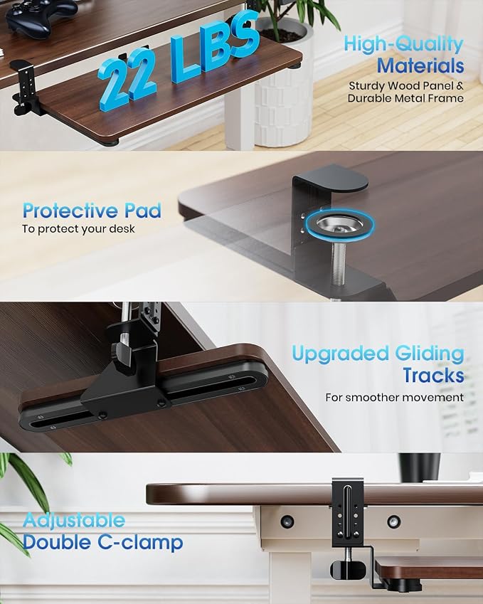 Large Keyboard Tray Under Desk, Pull Out Keyboard & Mouse Tray - Image 3