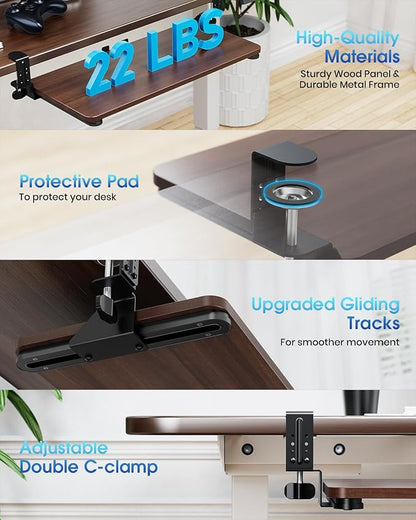 Large Keyboard Tray Under Desk, Pull Out Keyboard & Mouse Tray - Image 3
