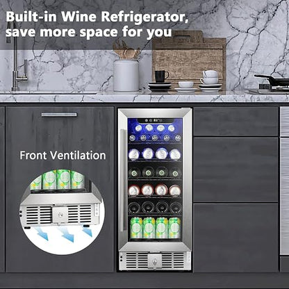 COWSAR Wine Fridge 15inch Beverage Refrigerator 2.9 Cu.Ft. Freestanding or - Image 3