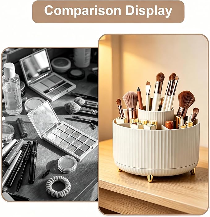 360°Rotating Makeup Brush Holder Organizer, Spinning Skincare Storage Carousel - Image 5