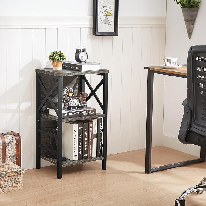 Small Bookcase, 3 Tier Industrial Bookshelf - Image 4