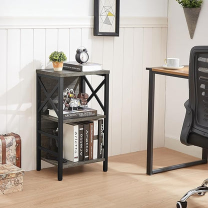 Small Bookcase, 3 Tier Industrial Bookshelf - Image 4