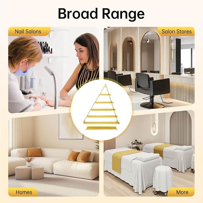 Elegant Gold Wall Mounted Nail Polish Rack - Image 6