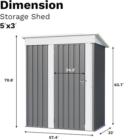 JUMMICO Metal Outdoor Storage Shed 5 x 3 FT Metal Shed - Image 3