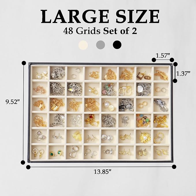Large Jewelry Organizer Tray 2 Pack, Stackable Jewelry Storage Holder - Image 4