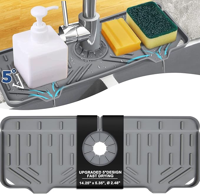 BFONS Silicone Faucet Handle Drip Catcher Drying Tray Mat Dish Soap Sponge by BFONS