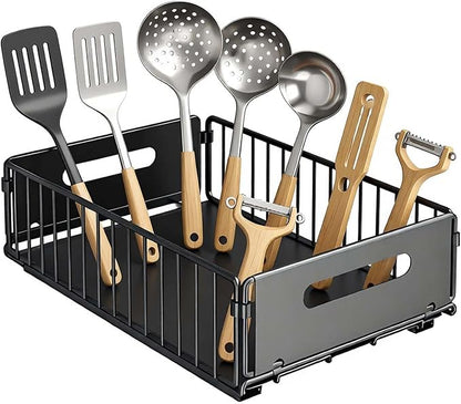 Slide-Out Storage Organizer 9.6"x14.8"x4" Matte Black Rustproof Carbon Steel - Image 9