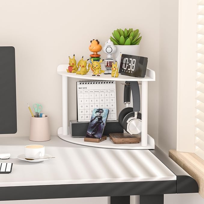 2 Tier Acrylic Corner Shelf Organizer Storage 9.5x9.5x8 Inch, Study Room - Image 6