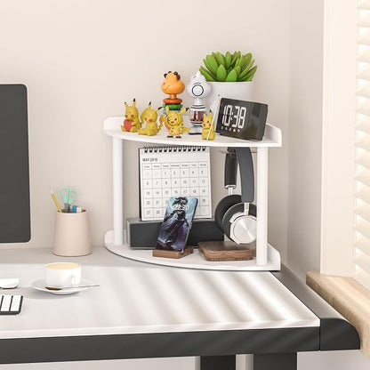 2 Tier Acrylic Corner Shelf Organizer Storage 9.5x9.5x8 Inch, Study Room - Image 6