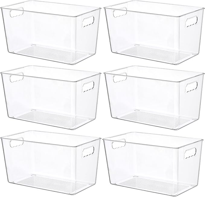 Vtopmart 6 PCS Clear Plastic Storage Bins, Pantry Organizer Containers by Vtopmart