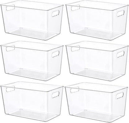 Vtopmart 6 PCS Clear Plastic Storage Bins, Pantry Organizer Containers by Vtopmart