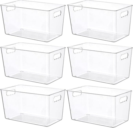 Vtopmart 6 PCS Clear Plastic Storage Bins, Pantry Organizer Containers by Vtopmart