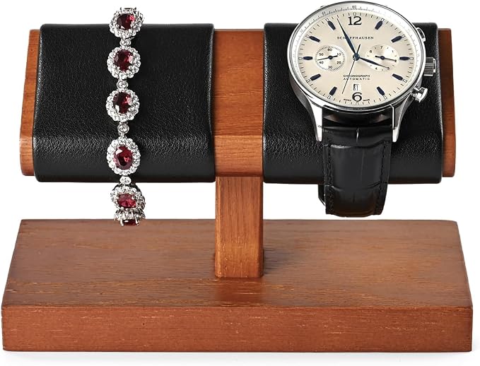 Oirlv Solid Wood Double Watch Display Stand Watch Bracelet Organizer（Black） by Oirlv