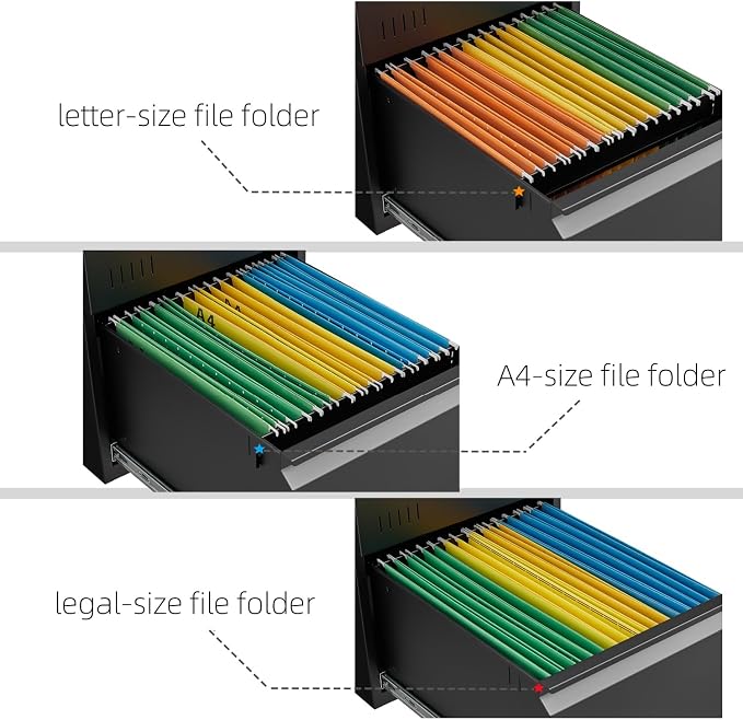 Metal File Cabinet with Lock, 2 Drawer Lateral File Cabinets - Image 5