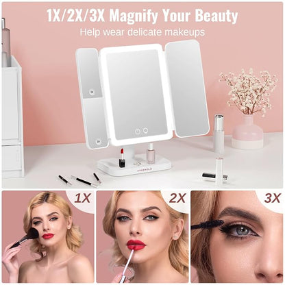EASEHOLD Vanity Mirror with Lights, 2X 3X Magnification, Rechargable, Touch - Image 6