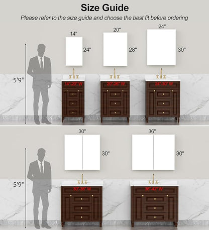 Buruis 14 x 24 Inch Framed Medicine Cabinet Mirror - Image 9