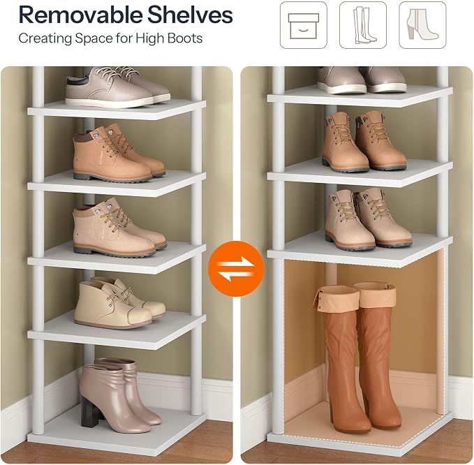 HOOBRO Vertical Shoe Rack, 8-Tier Narrow Shoe Shelf, Shoe Storage Organizer - Image 4