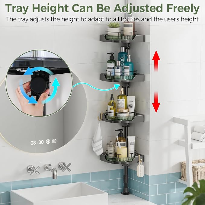 AKINBAS 360° Rotating Shower Caddy Tension Pole - Image 6
