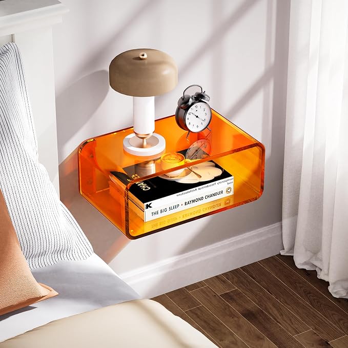 Acrylic Floating Nightstand, Bedside Table, Nightstand Shelf Wall Mounted - Image 2